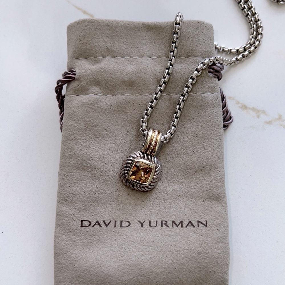 Retired David Yurman Albion Necklace with Citrine Enhancer Pendant